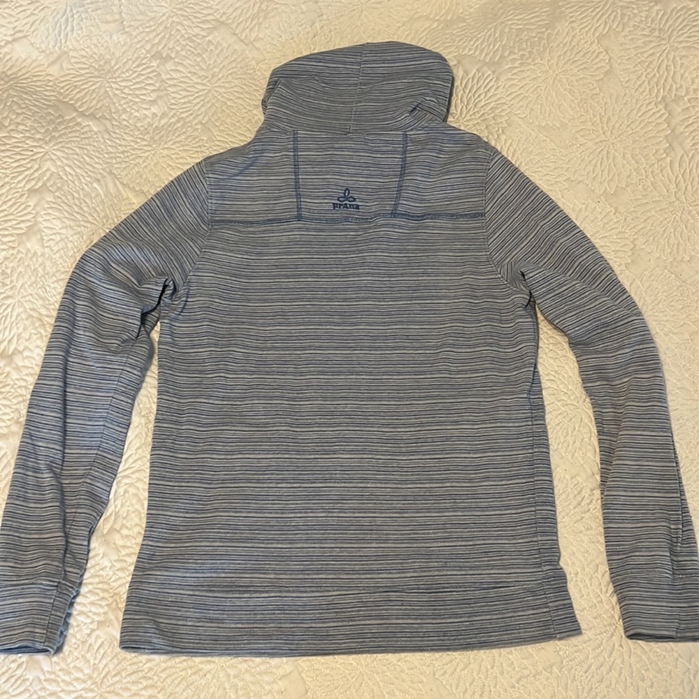 Blue Prana Hoodie Sweatshirt Medium Blue and White Stripes - Picture 2 of 4